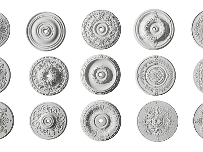 Decorative Ceiling Medallions with Various Ornate Patterns and Classic Design Styles 3d model