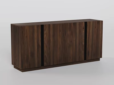 Modern Dark Wooden TV Cabinet with Wood Grain Finish and Cabinet Doors Design 3d model