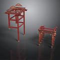 Traditional Chinese Architecture Red Framework With Golden Decorations And Two Sizes