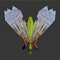 Game Movie Fantasy Insect Character With Colorful Body Transparent Textured Wings And Long Spiked Legs