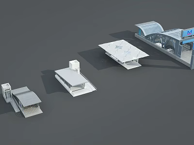 Modern subway entrance 3d model