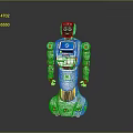 White And Blue Humanoid Robot Game Movie Character Featuring Digital Screen Face And Interactive