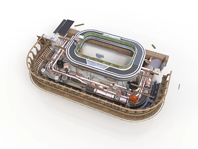 Car Mechanical Structure 3D Model With Engine Components Pipes And Frame 3d model