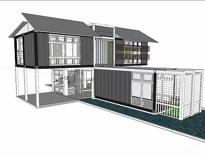 Modern Detached Villa Design Featuring Glass Windows Two-Story Structure and Open Balcony 3d model