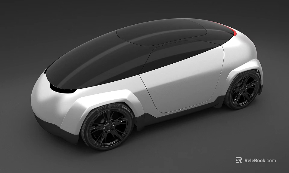 Futuristic Concept Car Exterior Design Featuring Streamlined Silver Body Black Roof And Large Wheels 3d model 