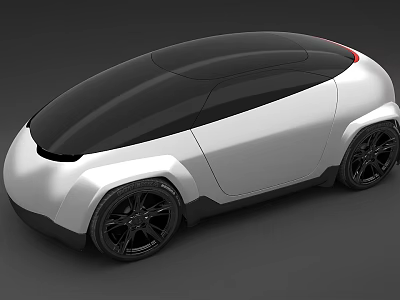 Futuristic Concept Car Exterior Design Featuring Streamlined Silver Body Black Roof And Large Wheels 3d model