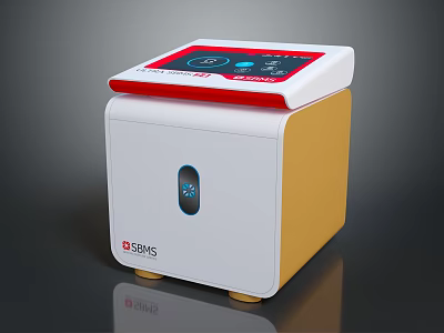 BSMS Electronic Device With Digital Display Red Border Blue Indicator And Yellow White Body Design 3d model