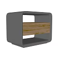 Modern Square Side Table With Black Frame And Wooden Drawer 3d model