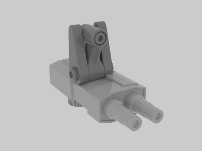 Gray Mechanical Part With Clamp Structure And Two Cylindrical Ports 3d model