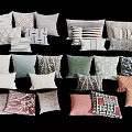 Stylish Decorative Pillows With Diverse Patterns And Various Colors For Home Decor 3d model