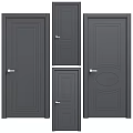 Modern Hinged Doors Collection With Different Panel Designs And Dark Gray Finish 3d model