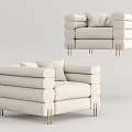 Light Colored Single Sofa With Thick Armrests Metal Legs And Throw Pillows 3d model