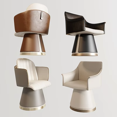 Modern Single Accent Chairs In Brown Black Beige White With Leather Upholstery And Tapered Bases 3d model