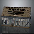 Timber Frame Building Model Featuring Exposed Roof Trusses Blue Framework And Windows 3d model