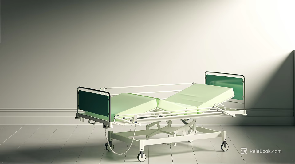 Modern Adjustable Hospital Medical Bed With Ergonomic Design And Mobile Wheels 3d model 