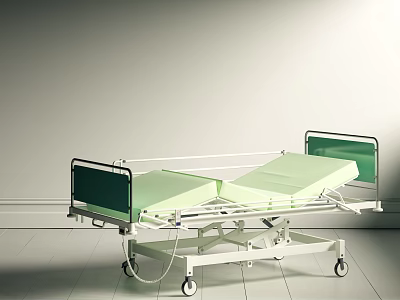 Modern Adjustable Hospital Medical Bed With Ergonomic Design And Mobile Wheels 3d model