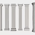White Roman Columns With Various Architectural Designs For Interior Decoration 3d model