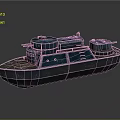 Blue Warship With Turrets And Hull Details