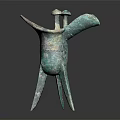 Ancient Chinese Bronze Ritual Vessel With Three Legs And Green Patina