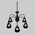 Wrought Iron Chandelier with Multiple Black Lamp Holders and Vintage Design
