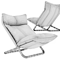 Modern Blue Upholstered Lounge Chair With Plush Cushions And Metal Frame