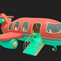 Vibrant Colorful Cartoon Airplane With Staircase And Open Door Photo Spot