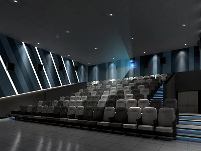 Spacious Modern Cinema Auditorium With Comfortable Seats Projection And Step Lighting 3d model