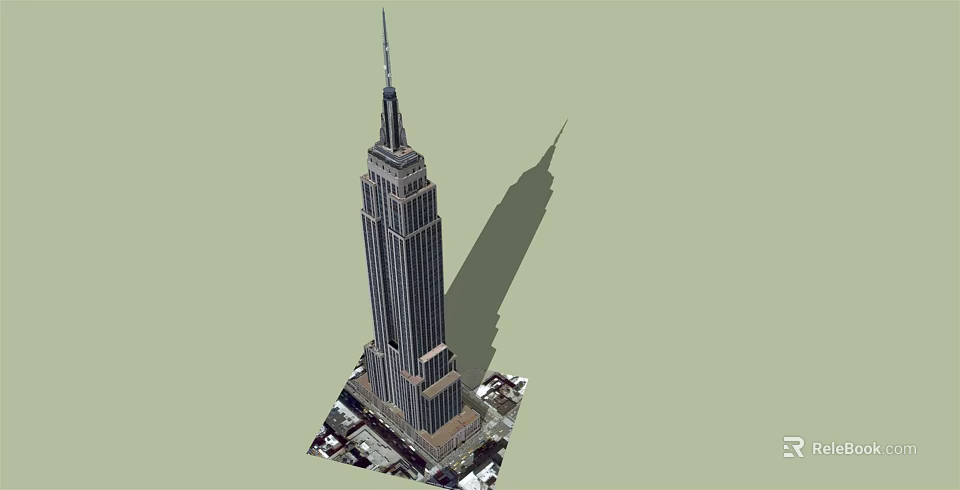 Tall Modern Office Building With Spire Design Shadow Effect And Base Structure 3d model