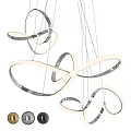 Modern Contemporary Gold And White Curved Chandelier With Unique Circular Design For Interior Decoration