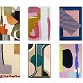 Modern Abstract Square Rugs With Geometric Patterns And Colorful Design Shapes 3d model
