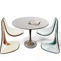 Modern Round Table and Chairs Set with Colorful Acrylic Frames and Metal Base 3d model