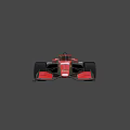 Black and Red Streamlined Race Car with Red Wheels and Number 5 on Gray Background