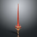 Elegant Red Ornamental Sword Decor With Golden Base And Intricate Details