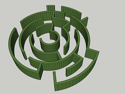 Interactive Green Circular Maze Play Equipment for Outdoor Kids Fun Activities 3d model