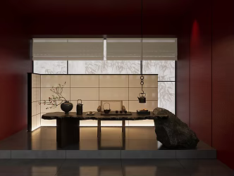 New Chinese Style Tea Room Tea House Club Tea Room Tea Room Tea Room Table and Chair Combination Tea Room 3d model