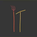 Handcrafted Wooden Pitchfork And Hoe With Long Handles For Garden Use