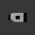 Industrial Electric Motor With White Housing Black End Cap Cooling Fins And Metal Base