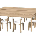 Wooden Children's Table with Light Colored Chairs for Study Play Simple Design