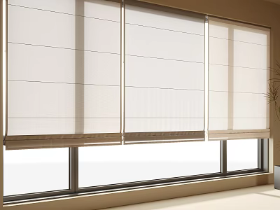 White Window Blinds Installed In Interior With Natural Light And Windows 3d model