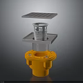 Industrial Equipment Structure With Yellow Base And Silver Metal Square Grid Top