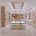 Elegant Luxury Jewelry Store Interior With Bright Lighting Glass Display Cases And Golden Accents