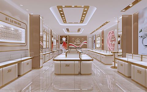 Light Luxury Jewelry Store 3d model