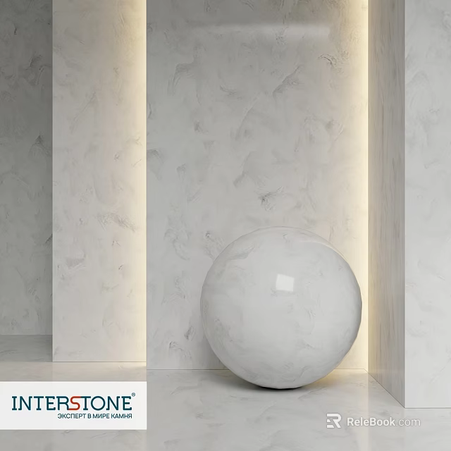 Modern Structural Component Featuring White Marble Sphere And Textured Wall Design 3d model 