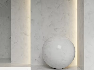 Modern Structural Component Featuring White Marble Sphere And Textured Wall Design 3d model