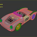 Silver Classic Racing Sports Car With Red Accents And Number 130 Livery