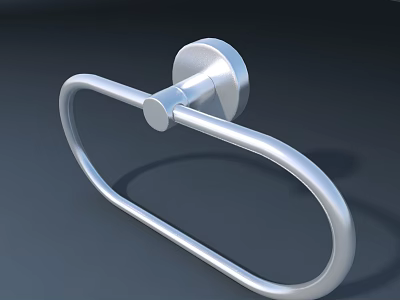 Modern Sleek Silver Metal Handle With Circular Shape And Wall Mount 3d model