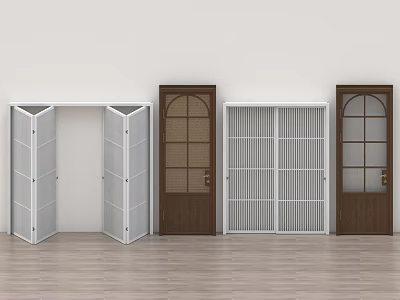 Different Styles of Sliding Doors with Grid and Glass Panel Designs for Home Interior 3d model