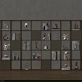 Modern Bookshelf with Multiple Shelves Books Decorative Items and Potted Plants Warm Lighting Design