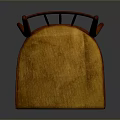 Wooden Chair With Vertical Slat Backrest And Tan Fabric Seat Cushion