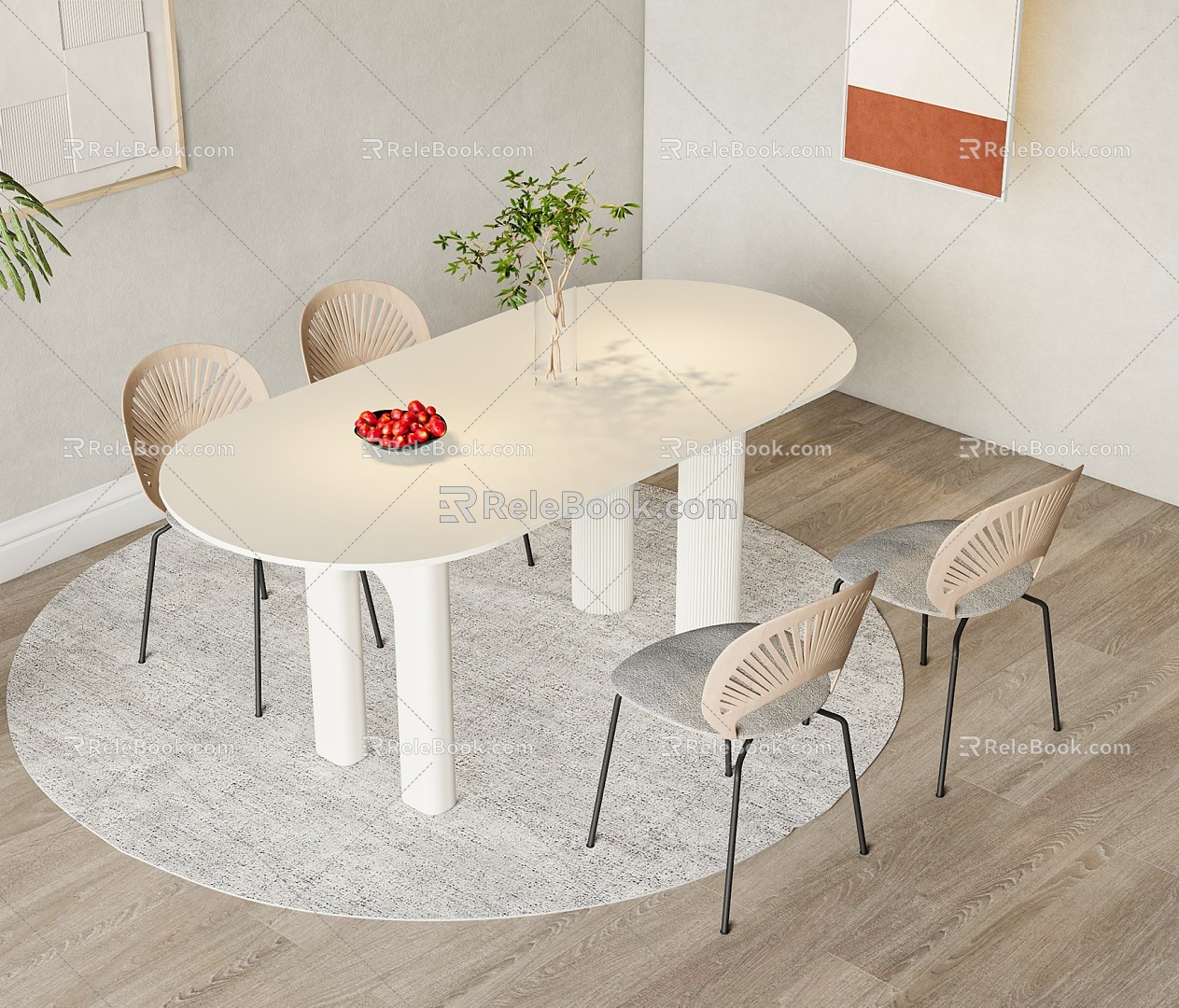 French Dining Table Dining Chair Log Style Dining Table Dining Chair Combination French Dining Table Dining Chair 3d model